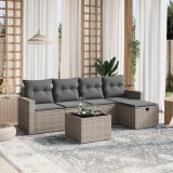 VidaXL Set mobilier grădină cu perne, 6 piese, gri, poliratan