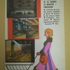 1972, Reclama Magazin MERCUR, 19 x 12 cm , TIMISOARA, comunism, comert socialist