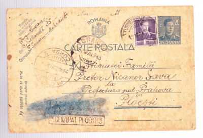AMS# - CARTE POSTALA CENZURAT PLOIESTI - 3, 1945 foto