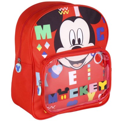 Rucsac Mickey Mouse cu buzunar transparent, 25x30x12 cm foto