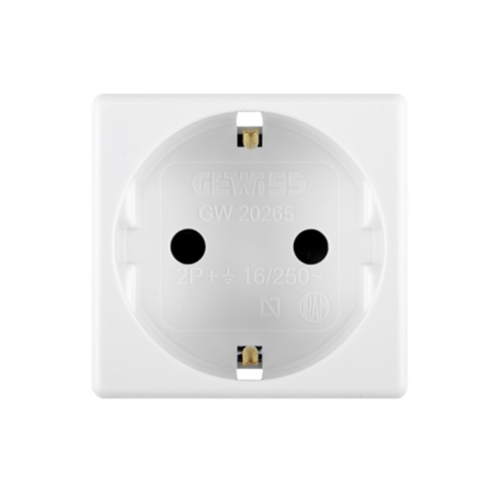 Priza schuko simpla Gewiss System GW20265, incastrata, modulara - 2, contact de protectie, alba