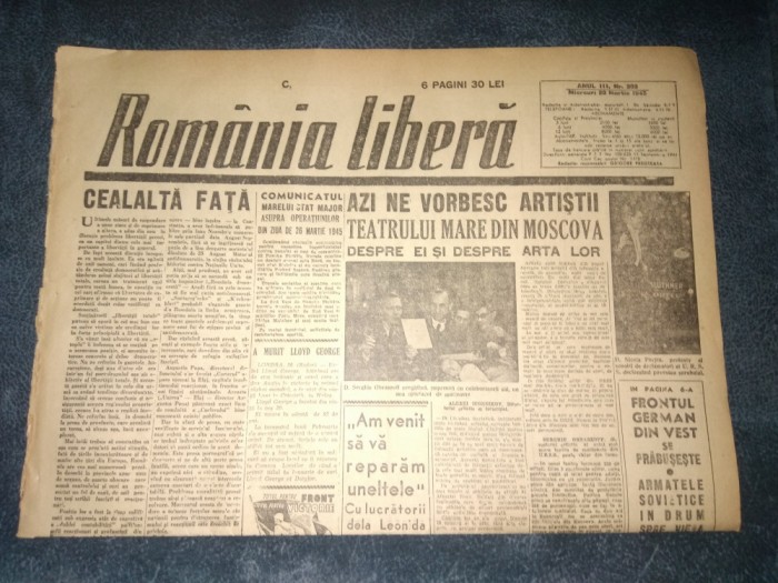ZIARUL ROMANIA LIBERA 28 MARTIE 1945