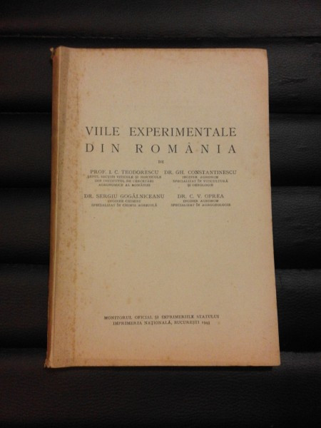 VIILE EXPERIMENTALE DIN ROMANIA - I.C. TEODORESCU