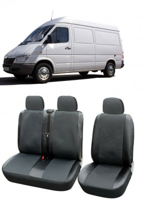 Set Huse Scaune din piele si textil Mercedes Sprinter 3 locuri 2+1 (2000-2006) foto