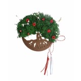 Magnet de frigider pomul vietii cu licheni si flori naturale uscate (Verde Bronz)