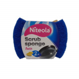 Bureti de Vase Niteola Scrub Sponge Twin, 2 Buc/Set, Burete de Vase, Set Bureti de Vase, 2 Bureti de Vase, Burete pentru Vesela, Burete Curatat Vase,