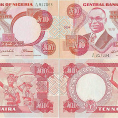 2 x 2005 , 10 naira ( P-25h ) - Nigeria - stare UNC Serie consecutiva !