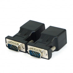 Extender extensie prelungire VGA tata la Lan mama Cat5 Cat5e RJ45 pret/set