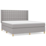 Cumpara ieftin Pat continental cu saltea, gri deschis, 160x200 cm, textil