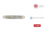 Lampa Gabarit LED Auto, Camion, Remorca, 12V-24V, 9 LED SMD, Slim, Dreptunghiulara, 100mm, Alba