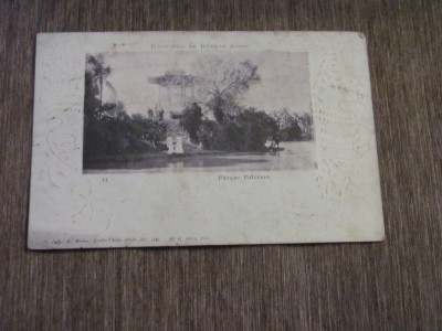 Carte Poștală Vintage Argentina - &amp;quot;Recuerdo de Buenos Aires&amp;quot; Parque Palermo, Decorațiuni Art Nouveau foto