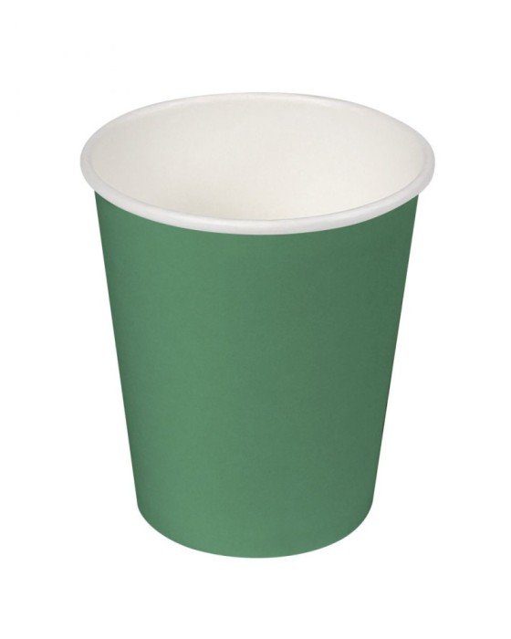 Set 24 pahare din carton natural, 200 ml, verzi
