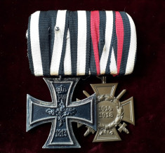 Bareta Crucea de Fier si Crucea de Onoare Hindenburg WW1 originala medalie veche foto