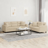vidaXL Set de canapele cu perne, 2 piese, crem, microfibră 3202354