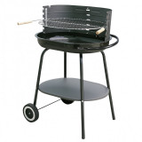 Cumpara ieftin Gratar oval pe carbuni MasterGrill MG942, 54x38 cm, Manere din lemn, Polita inferioara, 2 roti, Negru