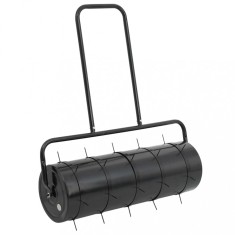 vidaXL Tăvălug gazon de grădină cleme de aerisire negru 63 L fier/oțel