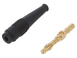 Mufă banană neagră 4mm 32A aurit 69mm