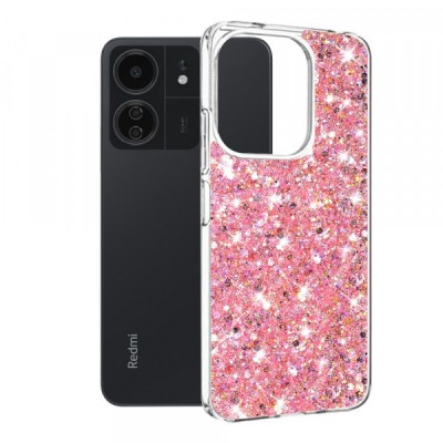 Husa pentru Xiaomi Poco M6 / C65 / Redmi 13C 5G / 13C, Techsuit, Sparkly Glitter, Roz foto