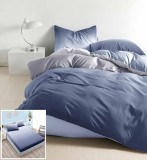 Cumpara ieftin Lenjerie Pat Bumbac 4 Piese Cu Elastic Albastru 180x200 cm