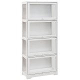 HOMCOM Vitrină pentru colecție bufet sufragerie mobilier de depozitare la 4 nivele cu uși rabatabile, 59 x 30 x 139 cm, alb | Aosom Romania