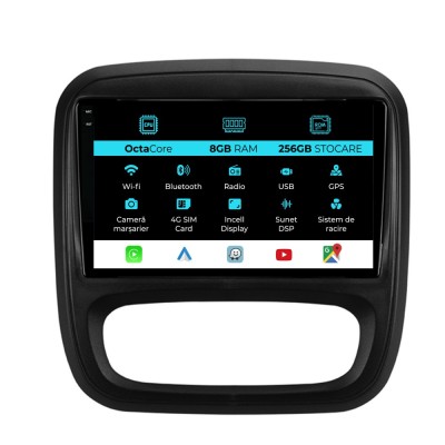 Navigatie Dedicata Opel Vivaro Renault Trafic Fiat Talento (2014 - 2018), 9 Inch, 8Gb Ram, 256Gb stocare, Carplay foto