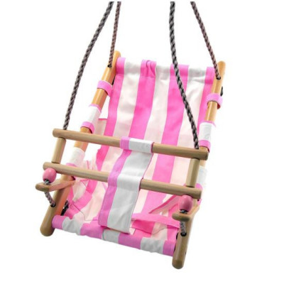 Leagan pentru copii, textil/lemn, roz, max 70 kg, 36x24x45 cm GartenVIP DiyLine foto