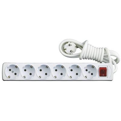 Prelungitor, cu intrerupator si led, alb, 5 m, 6 prize foto