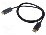 Cablu DisplayPort la HDMI 1,5m negru 30AWG SAVIO