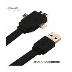 Cablu date Usams 3 in 1 Apple iPhone 5 Negru foto