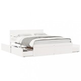 Cumpara ieftin Cadru de pat fara saltea, alb, 150x200 cm, lemn masiv pin