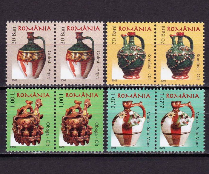 ✅RO 2006 ,LP 1729 ,&quot;Ceramica rom./ Ulcioare nunta (III)&quot;-serie pereche H ,MNH