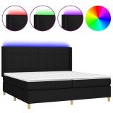 Cumpara ieftin Pat cu arcuri, saltea si LED, negru, 200x200 cm, textil