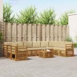 vidaXL Seturi de canapele 11 pcs Natural și Bej Lemn Solid de Acacia 3375583