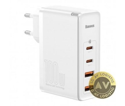 Incarcator Retea Baseus GaN2 Pro 100W 3A 2 x USB-A - 2 x USB-C Alb CCGAN2P-L02 foto