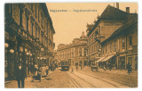 252 - SIBIU, street stores, tramway, watch, Romania - old postcard - unused, Necirculata, Printata