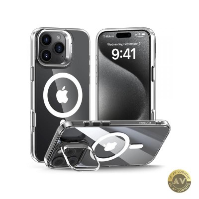 Husa MagSafe pentru Apple iPhone 16 Pro Max Tech-Protect Magstand Transparenta foto