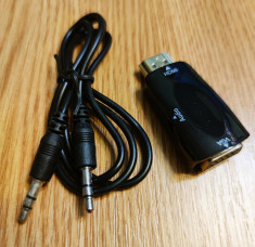 Adaptor HDMI - VGA pentru conectare la monitor PS3, XBOX 360, proiectoare foto