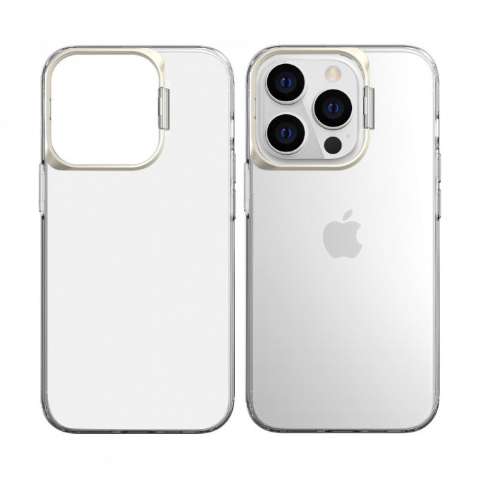 Husa de protectie pentru iphone 14 plus, cu suport metalic pentru camera, bracket series, flippy, protectie antisoc, pc mat, silicon moale pe margini,