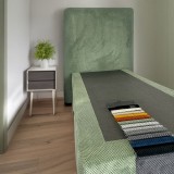 Pat Milano Premium din Lemn Masiv - 80&times;200 cm Albastru / Pat + Saltea