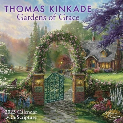 Thomas Kinkade Gardens of Grace with Scripture 2023 Wall Calendar foto
