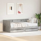 Cumpara ieftin Pat de zi cu sertar cu raft Gri 90 x 200 cm Lemn prelucrat
