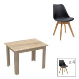 Cumpara ieftin Set dining Manka-Gaston, Pako World, 5 piese, Sonoma-Negru, 110x80x77 cm