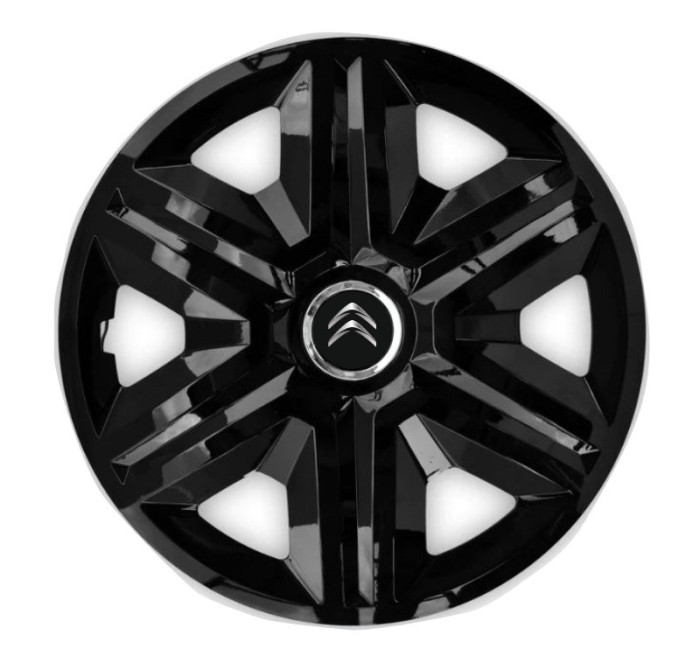 Set 4 capace roti Hubcaps fast black R15 pentru gama auto Citroen