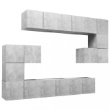 Cumpara ieftin Set de dulapuri TV, 10 piese, gri beton, lemn prelucrat