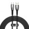 CABLU alimentare si date Baseus Glimmer, Fast Charging Data Cable pt. smartphone, USB la USB Type-C 100W, aliaj zinc, 2m, negru &quot;CADH000501&quot; (timbru v