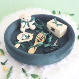 Cumpara ieftin Tavita Mot, Buretata din Catifea cu 7 Piese - Ursulet Verde Smarald - TPM83