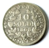 Moneda Vatican 1868 10 Soldi / 50 Centesimi Argint Italia XF Rară