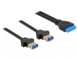 Cablu pin header USB 3.0 19 pini 2.00 mm la 2 x USB 3.0-A M-M 0.8m, Delock 85244