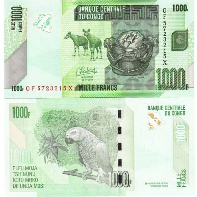 Congo 1 000 1000 Franci 2022 P-101d UNC foto