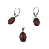 Cumpara ieftin Set argint cu carneol natural oval 14x10 MM
